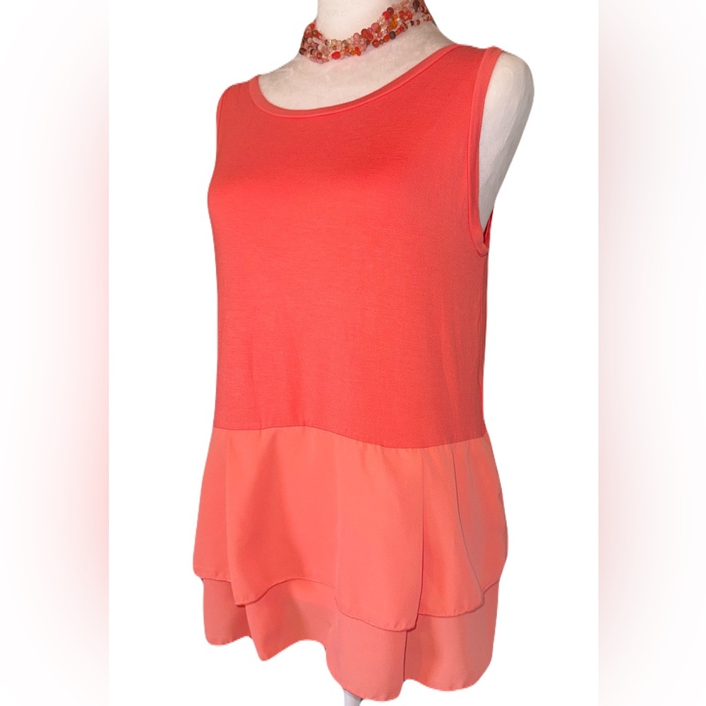 Gibson Latimer Coral Peplum Tank Top NWT Size M - Picture 9 of 11